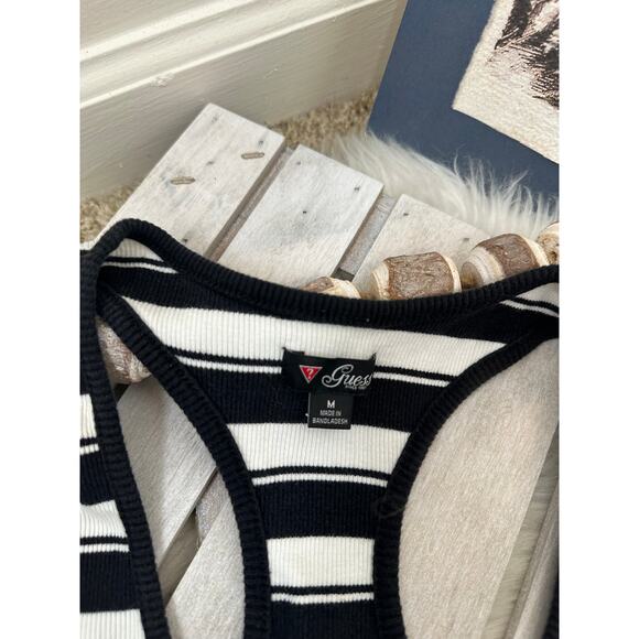 Vintage Y2K Guess Embellished Rhinestone Stripe Tank Top Shirt - Picture 4 of 7